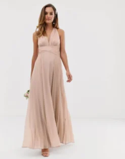 ASOS DESIGN Bridesmaid Ruched Bodice Drape Maxi Dress With Wrap Waist In Olive -RIVER ISLAND || PULL & BEAR || ONLY Sales Store 11285466 1 softblush