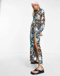 ASOS MADE IN KENYA Graphic Colours Maxi Dress In Multicolour -RIVER ISLAND || PULL & BEAR || ONLY Sales Store 200896531 4