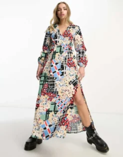 ASOS MADE IN KENYA Maxi Dress In Multicoloured Cut About Print -RIVER ISLAND || PULL & BEAR || ONLY Sales Store 200897688 3