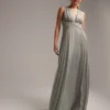 ASOS DESIGN Bridesmaid Ruched Bodice Drape Maxi Dress With Wrap Waist In Olive