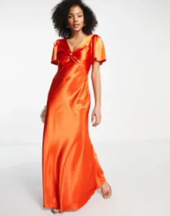 RIVER ISLAND || PULL & BEAR || ONLY Sales Store 33 Little Mistress Bridesmaid Tea Dress In Sunset Orange