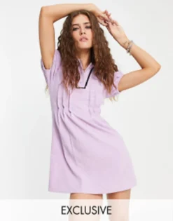 RIVER ISLAND || PULL & BEAR || ONLY Sales Store 3 Reclaimed Vintage Inspired Mini Dress In Cord In Lilac