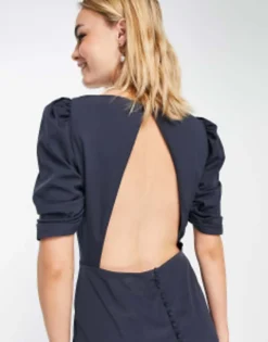 Maya Bridesmaid Open Back V Neck Maxi Dress In Navy -RIVER ISLAND || PULL & BEAR || ONLY Sales Store 201858990 3