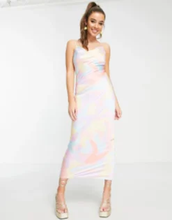 Peppermayo Cowl Front Maxi Dress In Pastel Wave Print -RIVER ISLAND || PULL & BEAR || ONLY Sales Store 201942149 4