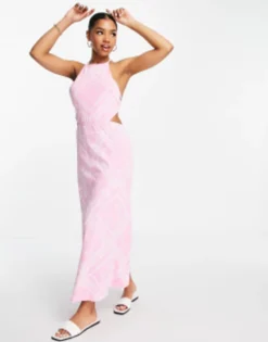 ASOS DESIGN Halter Maxi Dress With Open Back In Pink Bandana Print -RIVER ISLAND || PULL & BEAR || ONLY Sales Store 201982597 4