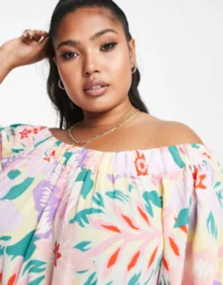 ASOS DESIGN Curve Off Shoulder Trapeze Maxi Dress With Pephem In Floral Print -RIVER ISLAND || PULL & BEAR || ONLY Sales Store 202056202 3
