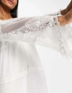 Y.A.S Bridal Sheer Embroidered Maxi Dress In White -RIVER ISLAND || PULL & BEAR || ONLY Sales Store 202081526 3