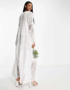 Y.A.S Bridal Sheer Embroidered Maxi Dress In White -RIVER ISLAND || PULL & BEAR || ONLY Sales Store 202081526 4