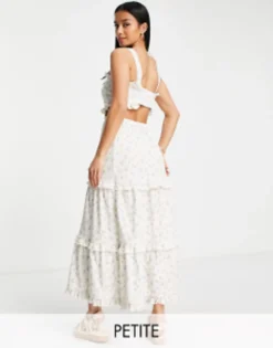 Miss Selfridge Petite Cut Out Maxi Dress In Ditsy Floral