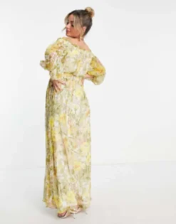 ASOS Maternity ASOS DESIGN Maternity Off Shoulder Maxi Dress With Blouson Sleeve In Self Stripe In Meadow Floral -RIVER ISLAND || PULL & BEAR || ONLY Sales Store 202234547 3