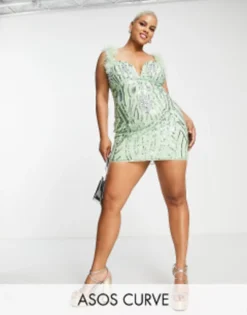 ASOS LUXE Embellished Gemstone Mini Dress With Faux Feathers In Orange -RIVER ISLAND || PULL & BEAR || ONLY Sales Store 202237732 1 mint