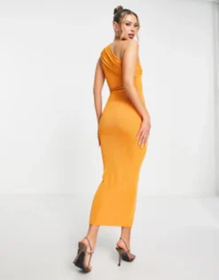 Naked Wardrobe One Shoulder Asymmetric Maxi Dress In Orange -RIVER ISLAND || PULL & BEAR || ONLY Sales Store 202348556 3