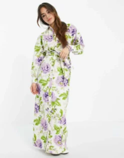 ASOS DESIGN Twill Maxi Shirt Dress In Floral Print -RIVER ISLAND || PULL & BEAR || ONLY Sales Store 202383292 4