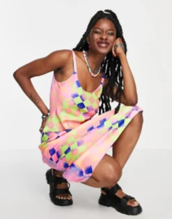 COLLUSION Cami Abstract Printed Maxi Slip Dress In Multi -RIVER ISLAND || PULL & BEAR || ONLY Sales Store 202413992 4