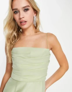 ASOS DESIGN Bridesmaid Drape Detail Maxi Dress With Corset In Sage -RIVER ISLAND || PULL & BEAR || ONLY Sales Store 202599641 3