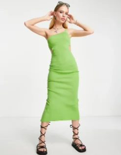 Emory Park One Shoulder Slinky Midi Dress In Green -RIVER ISLAND || PULL & BEAR || ONLY Sales Store 202606759 3