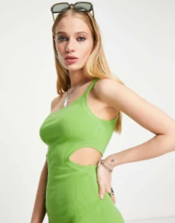 Emory Park One Shoulder Slinky Midi Dress In Green -RIVER ISLAND || PULL & BEAR || ONLY Sales Store 202606759 4