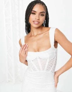 ASOS DESIGN Corset Lace Mini Dress In Ivory -RIVER ISLAND || PULL & BEAR || ONLY Sales Store 202670212 4