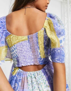 ASOS DESIGN Scoop Neck Maxi Dress With Raw Edge In Mixed Scarf Print -RIVER ISLAND || PULL & BEAR || ONLY Sales Store 202681639 3