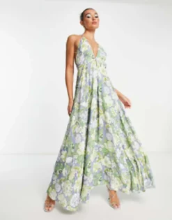 ASOS EDITION Satin Cami Maxi Dress In Garden Floral Print -RIVER ISLAND || PULL & BEAR || ONLY Sales Store 202711752 4