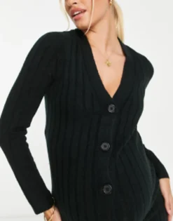 ASOS Maternity ASOS DESIGN Maternity Knitted Mini Dress With Button Through Detail In Black -RIVER ISLAND || PULL & BEAR || ONLY Sales Store 202722133 3