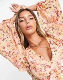 Pretty Lavish Balloon Sleeve Midaxi Dress In Abstract Floral -RIVER ISLAND || PULL & BEAR || ONLY Sales Store 202742023 3