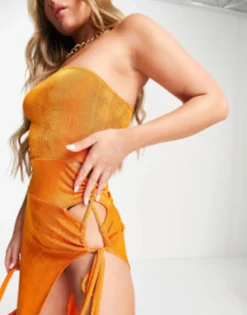 ASYOU Bandeau Cut Out Maxi Dress In Orange -RIVER ISLAND || PULL & BEAR || ONLY Sales Store 202758997 3