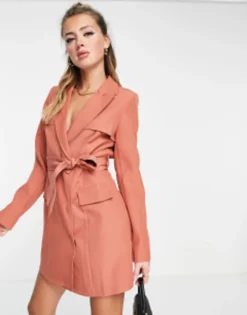 Saint Genies Open Back Blazer Dress In Rust -RIVER ISLAND || PULL & BEAR || ONLY Sales Store 202776661 3