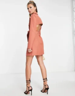 Saint Genies Open Back Blazer Dress In Rust -RIVER ISLAND || PULL & BEAR || ONLY Sales Store 202776661 4