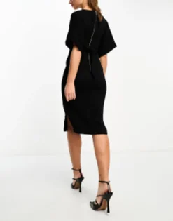 Closet London Ribbed Pencil Midi Dress In Black -RIVER ISLAND || PULL & BEAR || ONLY Sales Store 202851427 3