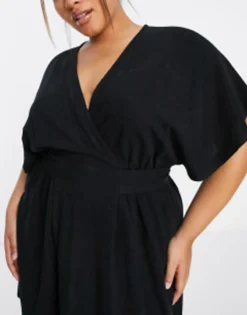 Flounce London Plus Satin Kimono Sleeve Mini Dress In Black -RIVER ISLAND || PULL & BEAR || ONLY Sales Store 202922193 4