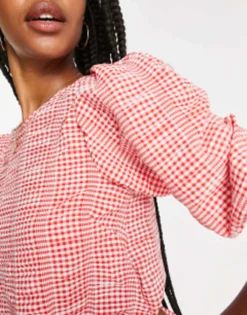 ASOS DESIGN Tall Volume Maxi Smock Dress In Red Mixed Gingham -RIVER ISLAND || PULL & BEAR || ONLY Sales Store 202935314 4