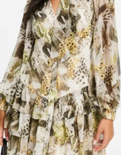 ASOS DESIGN Long Sleeve Pussy Bow Mini Dress With Rara Skirt In Mixed Print -RIVER ISLAND || PULL & BEAR || ONLY Sales Store 202958412 3