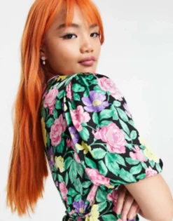 New Look Petite Puff Sleeve Ruched Front Mini Dress In Black Floral -RIVER ISLAND || PULL & BEAR || ONLY Sales Store 203015248 3