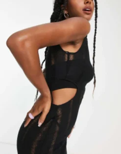 COLLUSION Knit Cut Out Vest Midi Dress In Black -RIVER ISLAND || PULL & BEAR || ONLY Sales Store 203062949 4