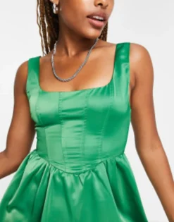 Reclaimed Vintage Inspired Corset Flippy Dress In Satin -RIVER ISLAND || PULL & BEAR || ONLY Sales Store 203077998 3