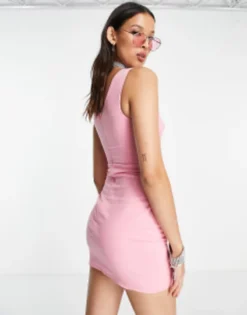Missyempire Linen Mini Dress With Underwire Detailing In Pink -RIVER ISLAND || PULL & BEAR || ONLY Sales Store 203089716 3