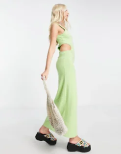 Weekday Lina Cut Out Dress In Lime -RIVER ISLAND || PULL & BEAR || ONLY Sales Store 203095251 4