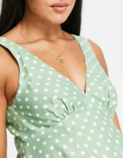 ASOS Maternity ASOS DESIGN Maternity Linen V Neck Mini Slip Dress In Sage Spot -RIVER ISLAND || PULL & BEAR || ONLY Sales Store 203121479 3
