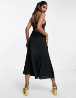 Edited Strappy Maxi Dress With Back Detail In Black -RIVER ISLAND || PULL & BEAR || ONLY Sales Store 203146729 4