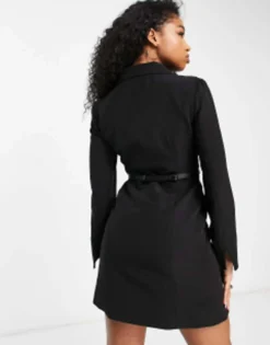 Miss Selfridge Double Breasted Blazer Dress With Belt In Black -RIVER ISLAND || PULL & BEAR || ONLY Sales Store 203478709 3