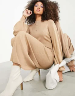 ASOS EDITION Fine Knitted Rib Column Maxi Dress In Camel -RIVER ISLAND || PULL & BEAR || ONLY Sales Store 203492224 3