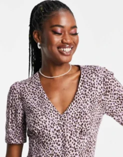 Nobody's Child Midaxi Tea Dress In Purple Leopard Spot -RIVER ISLAND || PULL & BEAR || ONLY Sales Store 203530595 3