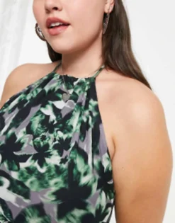 Reclaimed Vintage Inspired Plus Halter Dress In Blurred Floral Print -RIVER ISLAND || PULL & BEAR || ONLY Sales Store 203555401 3