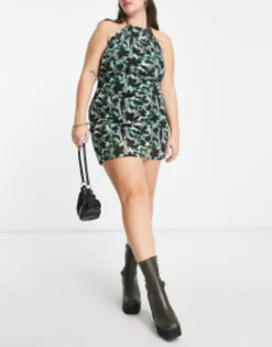 Reclaimed Vintage Inspired Plus Halter Dress In Blurred Floral Print -RIVER ISLAND || PULL & BEAR || ONLY Sales Store 203555401 4