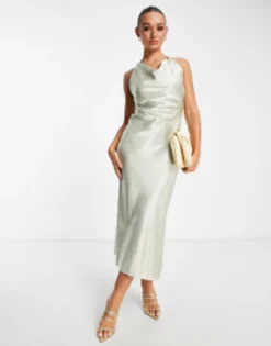 River Island Cowl Neck Maxi Dress In Silver -RIVER ISLAND || PULL & BEAR || ONLY Sales Store 203575394 4