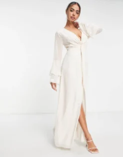Hope & Ivy Bridal Tiered Sleeve Embroidered Maxi Dress In Ivory -RIVER ISLAND || PULL & BEAR || ONLY Sales Store 203642161 4