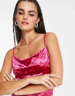 Vila Velvet Midi Cami Dress In Pink Burnout Animal Print -RIVER ISLAND || PULL & BEAR || ONLY Sales Store 203655427 3