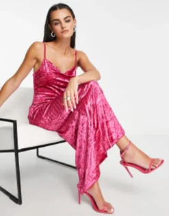Vila Velvet Midi Cami Dress In Pink Burnout Animal Print -RIVER ISLAND || PULL & BEAR || ONLY Sales Store 203655427 4