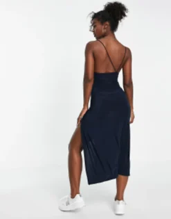 PULL & BEAR Pull&Bear Long Strappy Dress In Navy -RIVER ISLAND || PULL & BEAR || ONLY Sales Store 203734746 4